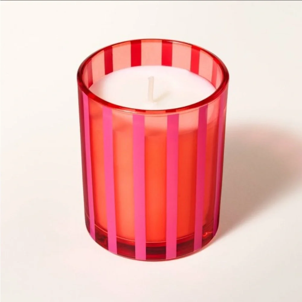 NWT Kate Spade x Target Scented Stripe Glass Mini Candle - pink